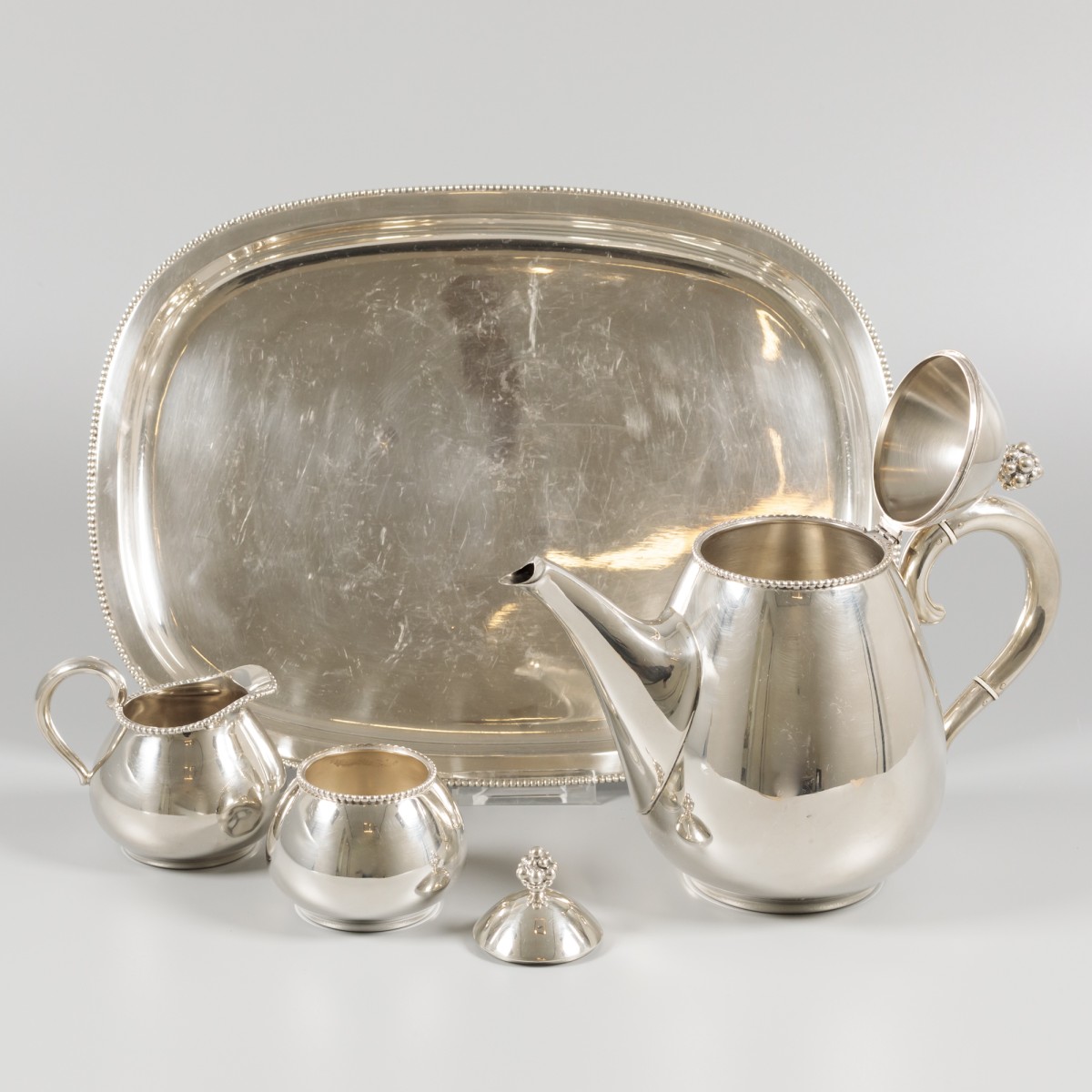 4 piece silver tea set. - Image 3 of 6