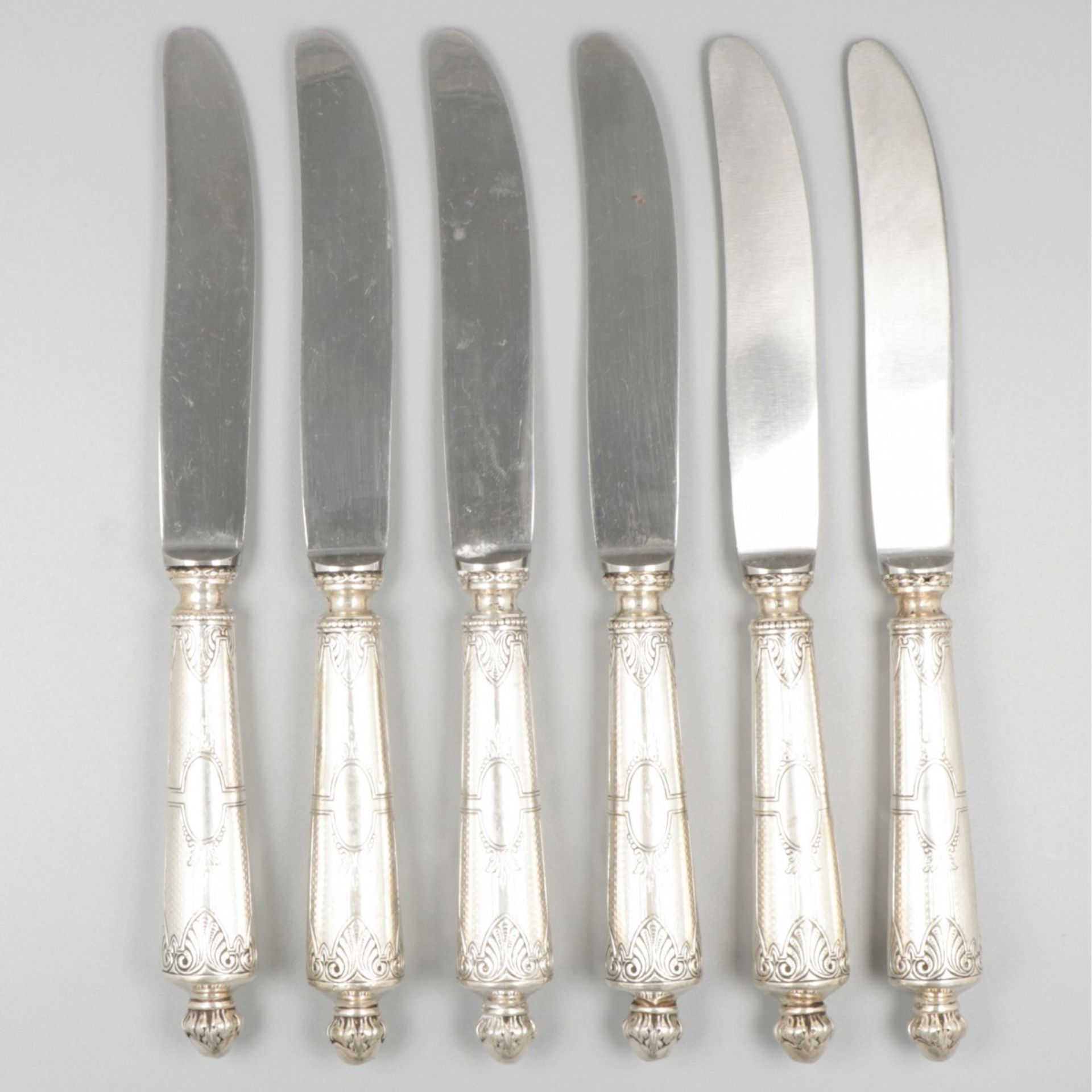 6-piece set dinner knives silver.