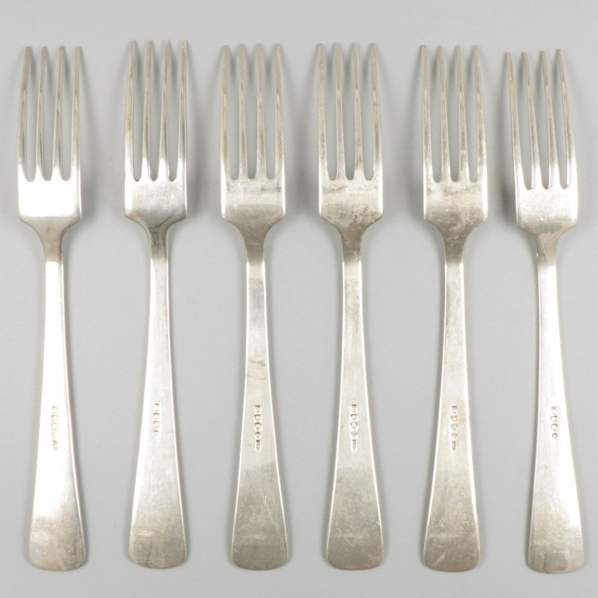 6-piece set of forks ''Haags Lofje'' silver. - Image 2 of 6