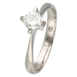 18K. White gold solitaire ring set with approx. 0.37 ct. diamond.
