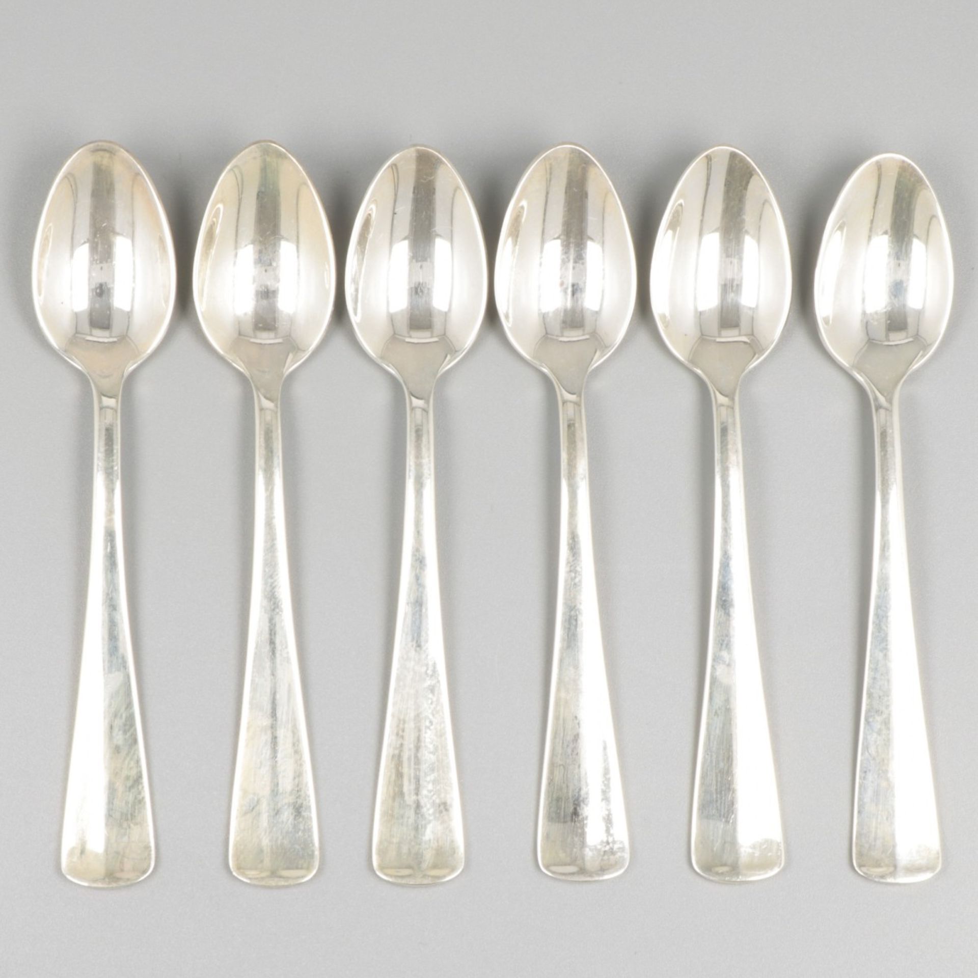 6-piece set coffee spoons ''Haags Lofje'' silver.