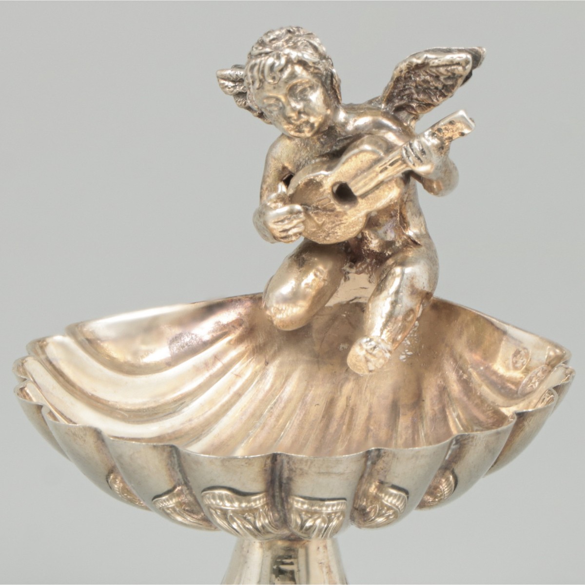 Salt cellar with spoon of silver. - Image 2 of 6