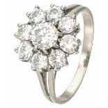 18K. White gold cluster ring set with approx. 1.46 ct. diamond.