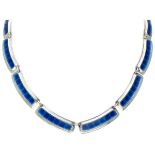 Sterling silver Norwegian design necklace with blue enamel by Albert Scharning.