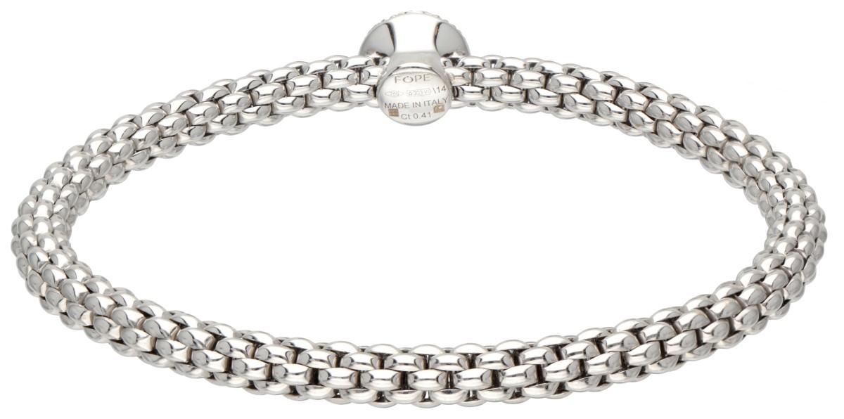 18K. White gold popcorn link bracelet by Italian designer Fope Gioielli set with approx. 0.41 ct. di - Image 3 of 4