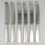 6-piece set of knives "Haags Lofje" silver plated.