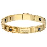 Vintage 14K. yellow gold bracelet set with approx. 1.52 ct. synthetic sapphire.