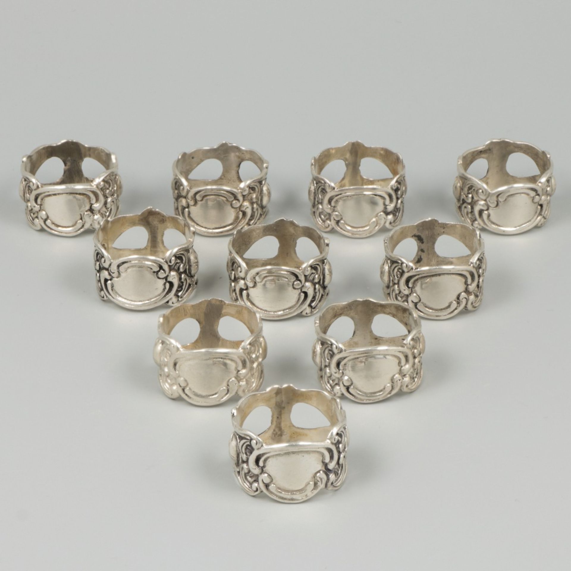 10-piece set of silver finger cloth rings.