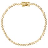 18K. Yellow gold tennis bracelet set with approx. 0.59 ct. diamond.