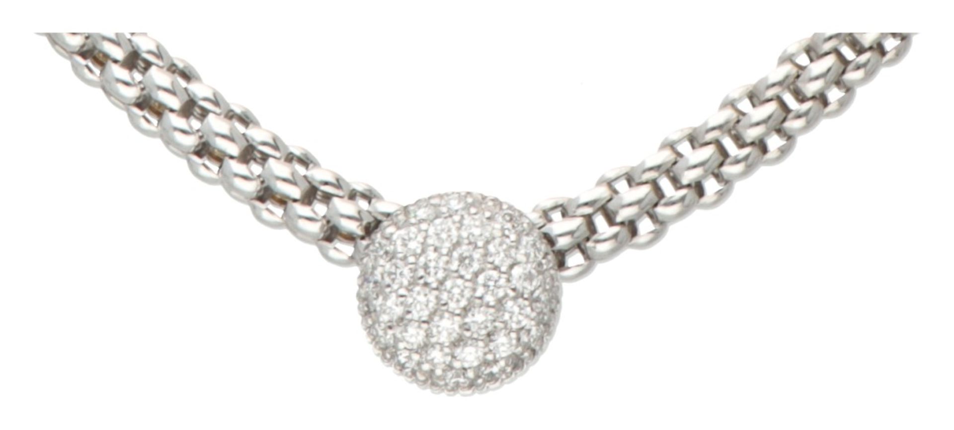 18K. White gold popcorn chain necklace by Italian designer Fope Gioielli set with approx. 0.41 ct. d - Image 2 of 5