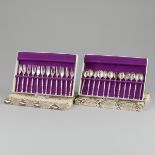 24-piece set of silver teaspoons and cake / pastry forks.