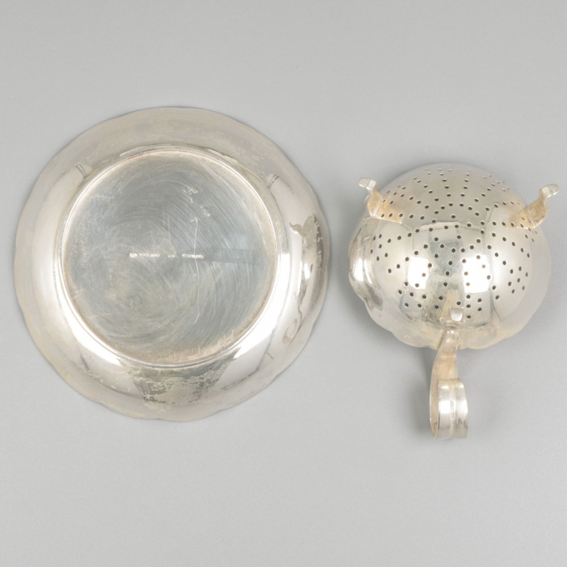 Tea strainer & drip tray silver. - Image 5 of 7