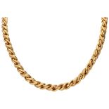 18K. Yellow gold partially decorated link necklace.