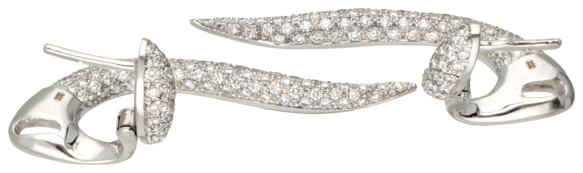 18K. White gold ear jacket earrings set with approx. 2.40 ct. diamonds. - Image 2 of 3