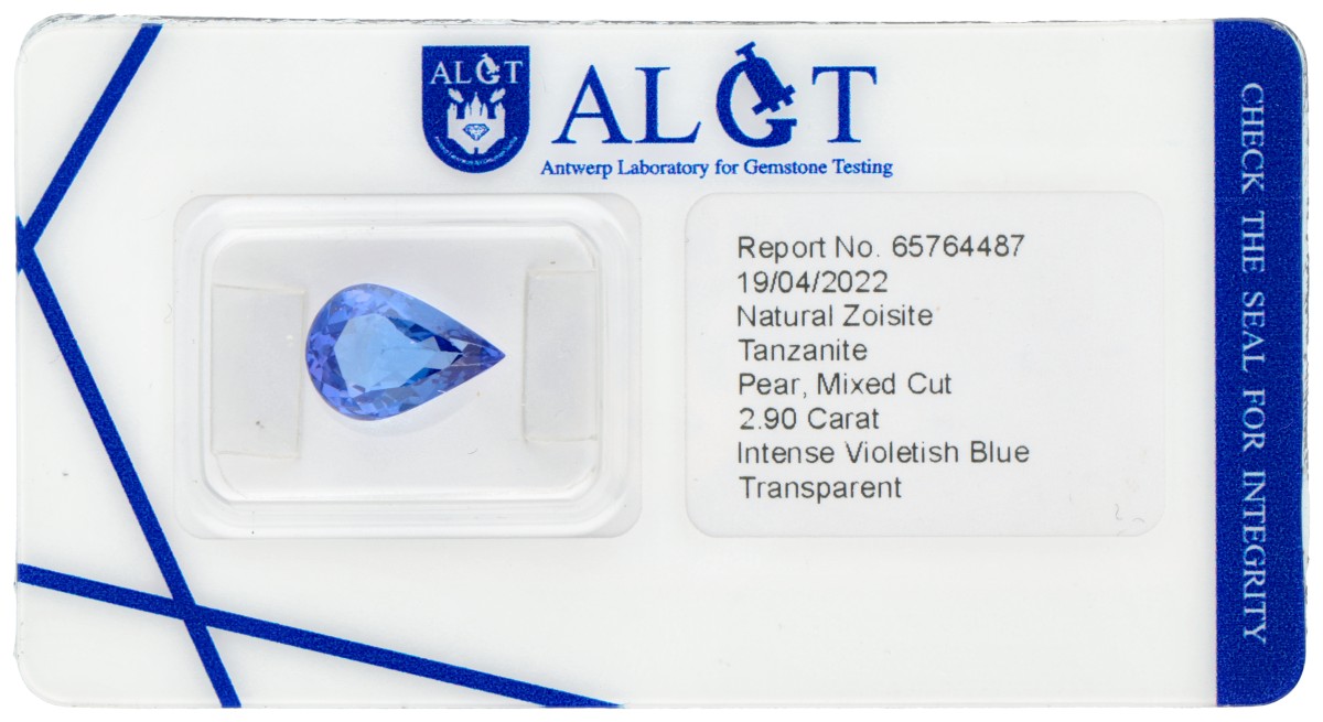 ALGT natural tanzanite of 2.90 ct.