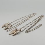 2-piece lot jasseron chains with knitting caps silver.