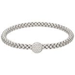 18K. White gold popcorn link bracelet by Italian designer Fope Gioielli set with approx. 0.41 ct. di