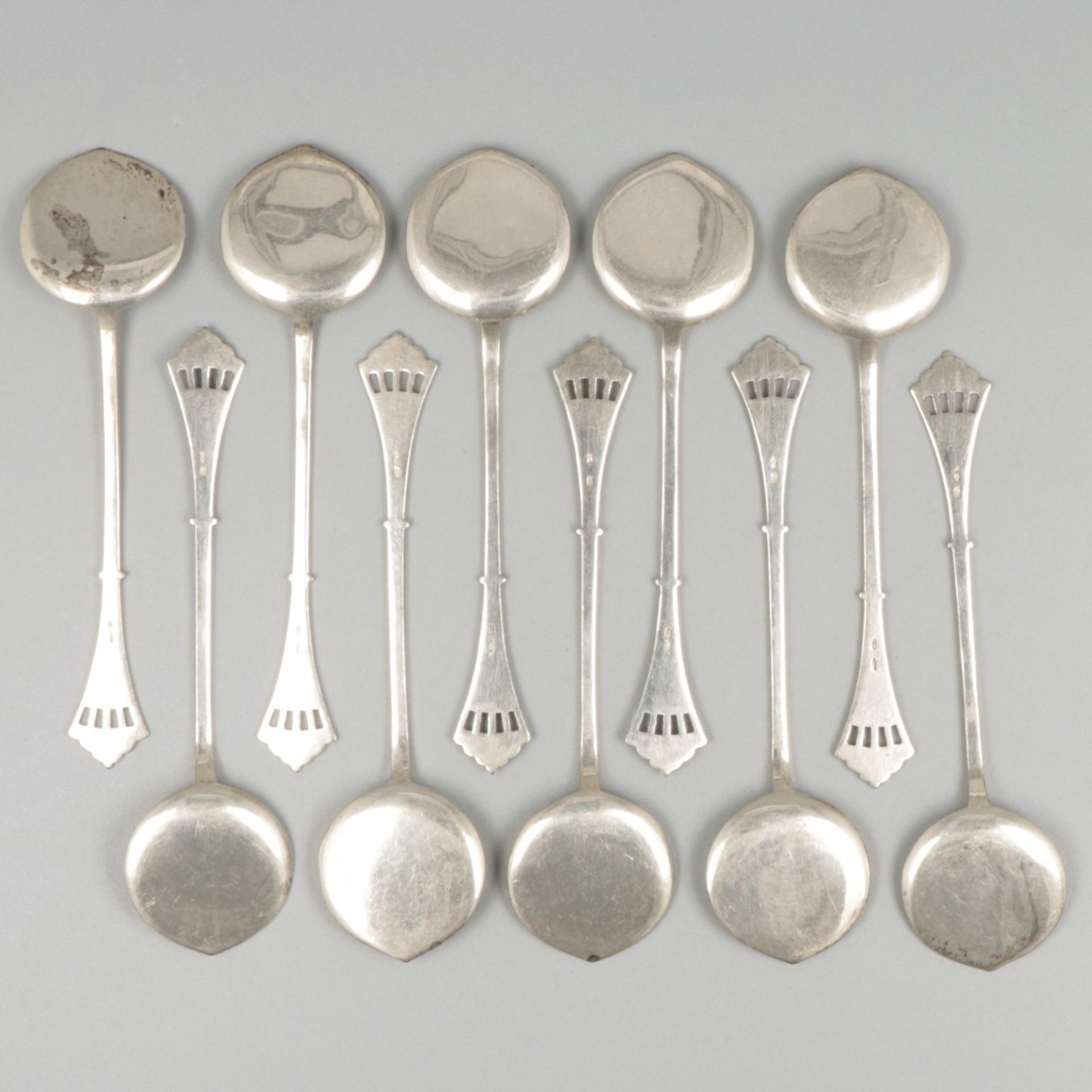 10-piece set of ice cream spoons silver. - Image 2 of 6