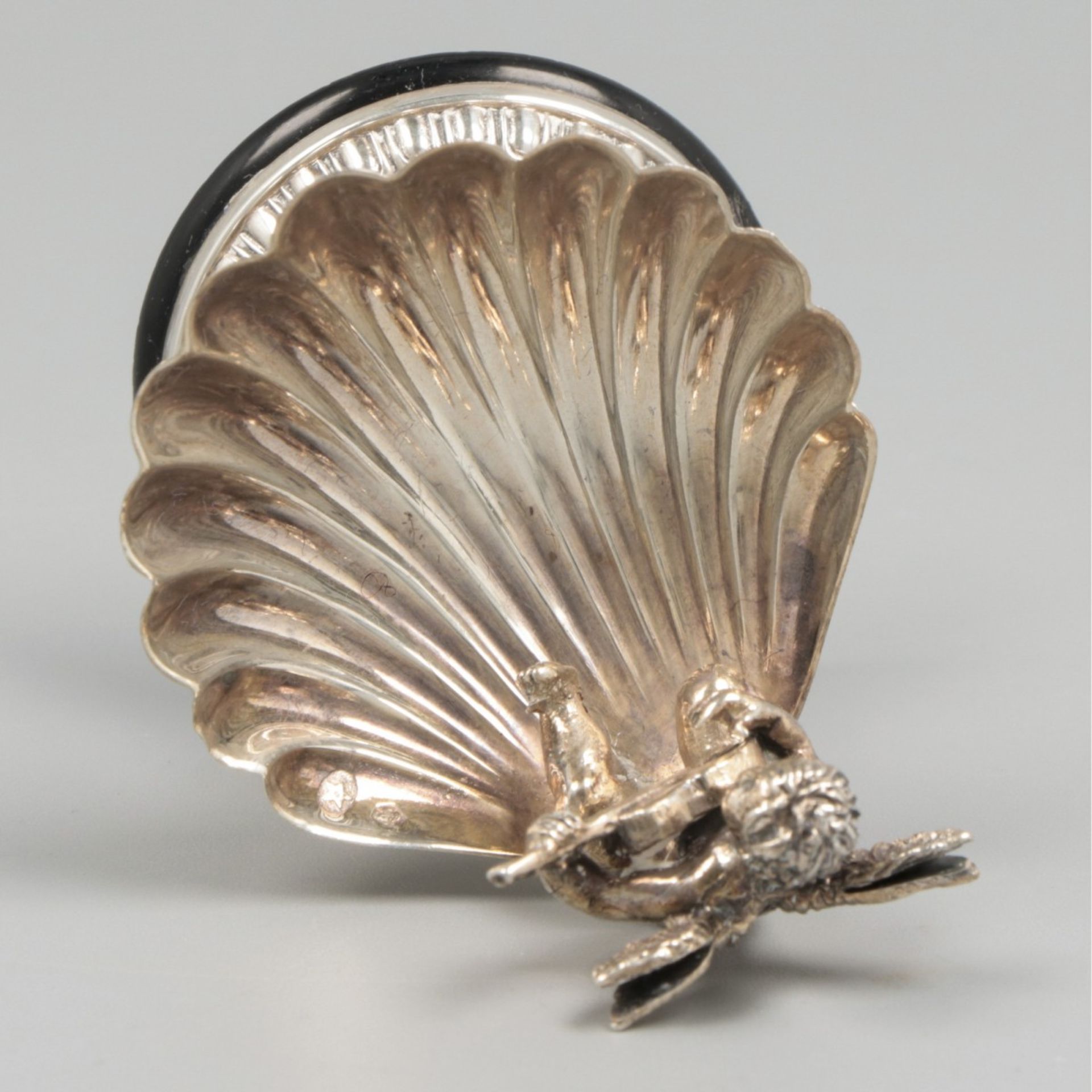 Salt cellar with spoon of silver. - Image 4 of 6