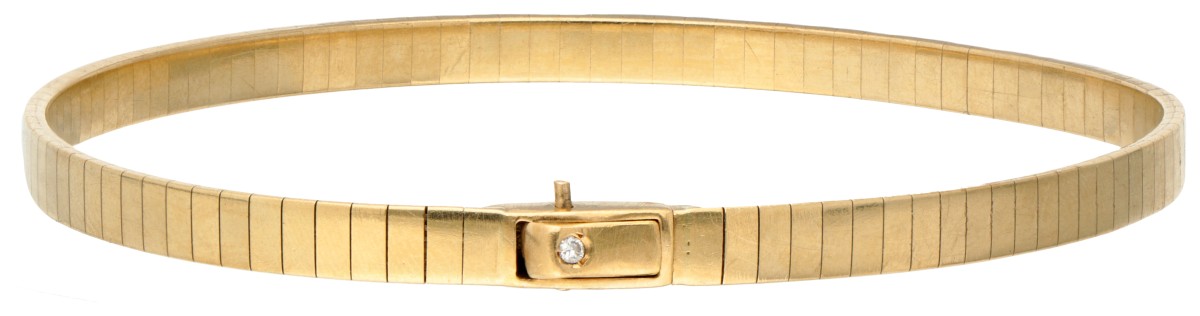 Vintage 18K. yellow gold link bracelet set with diamond. - Image 2 of 4