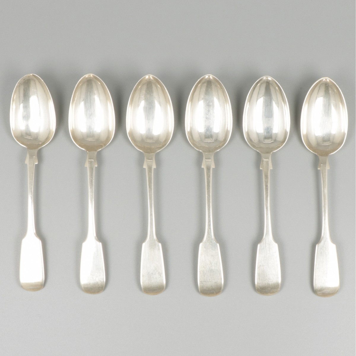 Set of 6 dessert spoons (Exeter 1855) silver.