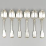 Set of 6 dessert spoons (Exeter 1855) silver.