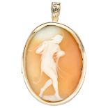 Vintage 14K. yellow gold cameo pendant / brooch.