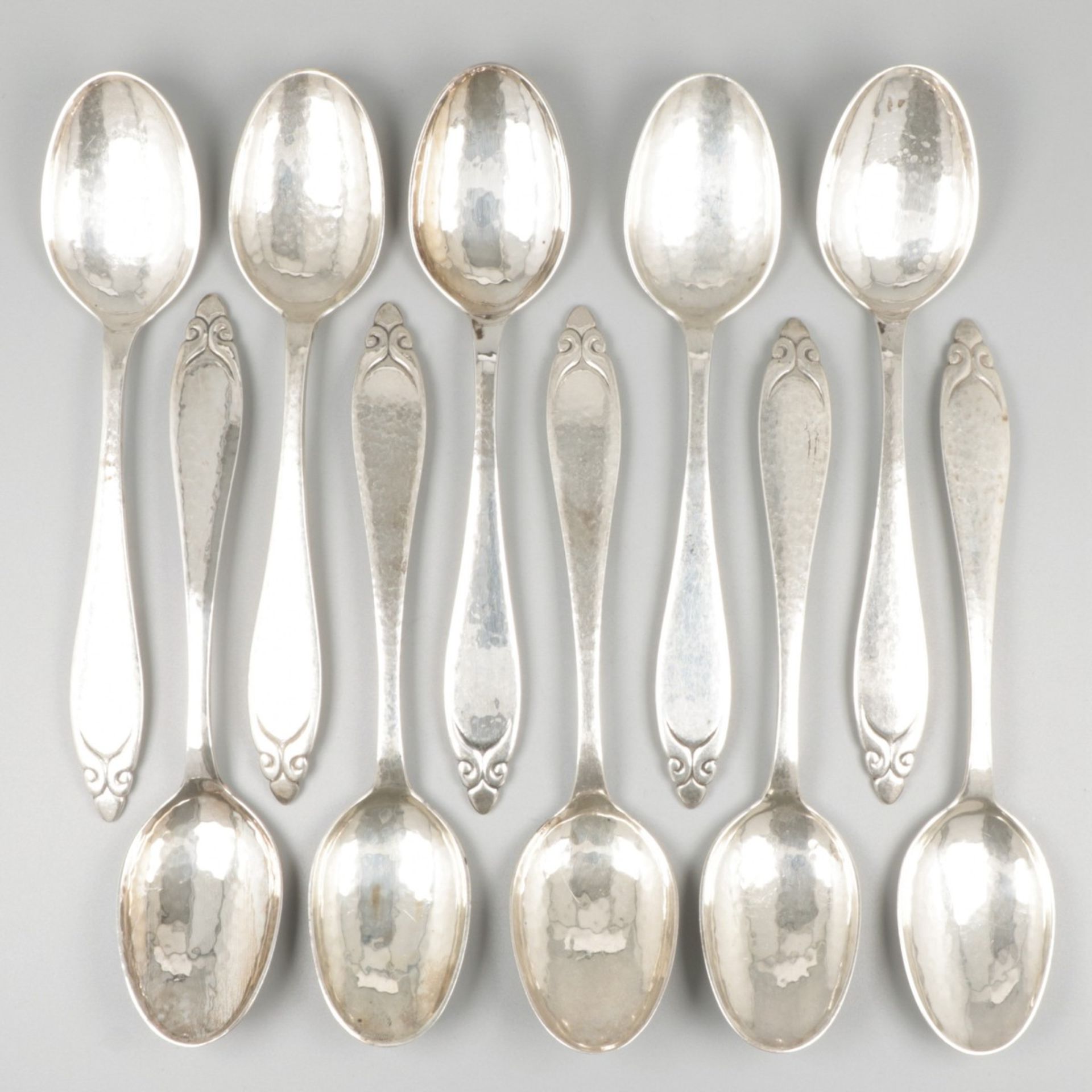 10-piece set dinner spoons (Lillehammer (Oppland), M. Østby) silver.
