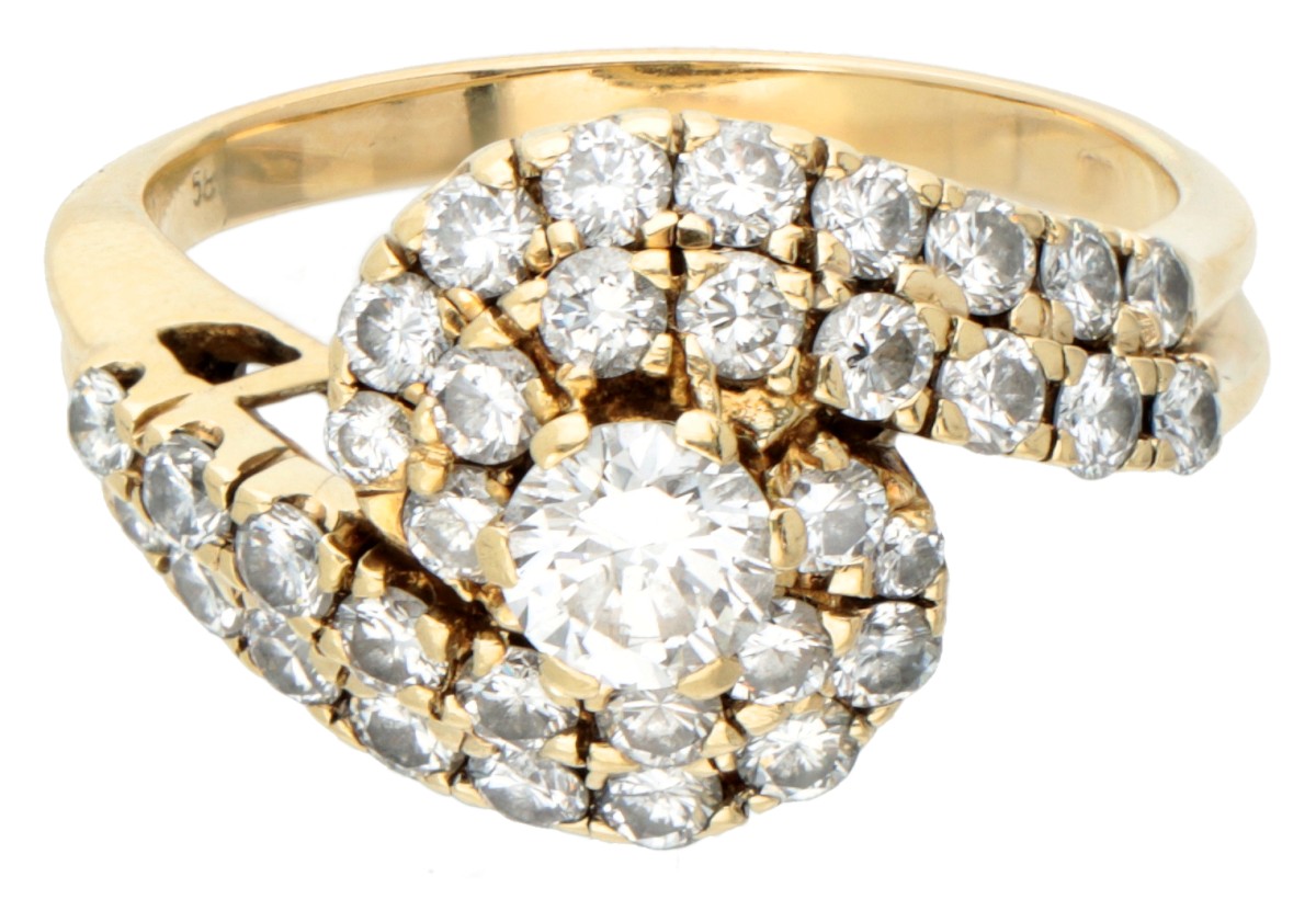 14K. Yellow gold ring set with approx. 1.53 ct. diamond. - Image 2 of 3