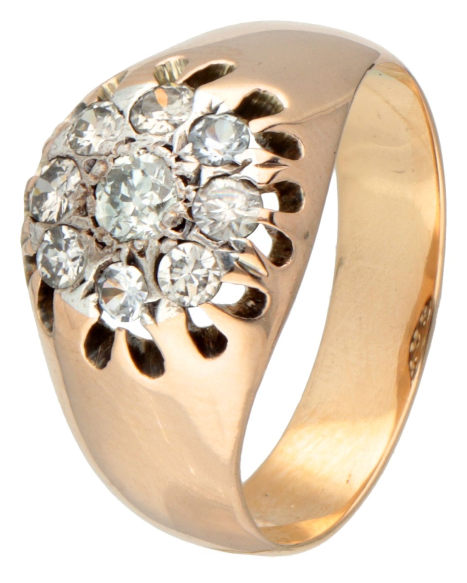 10K. Yellow gold cluster ring set with approx. 0.33 ct. diamond.