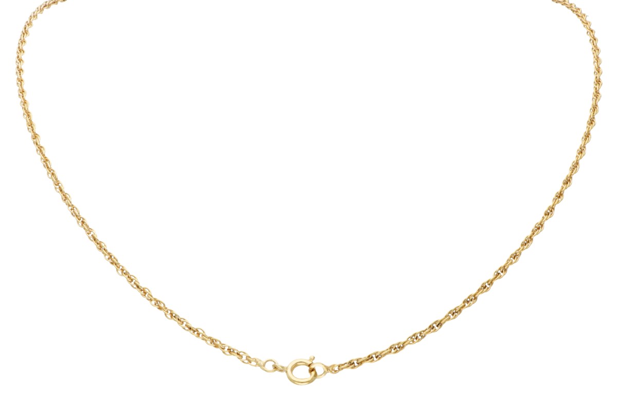 9K. Yellow gold Prince of Wales link necklace with pendant set with approx. 1.00 ct. citrine. - Image 3 of 3