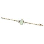 14K. Bicolor gold bar brooch set with approx. 0.57 ct. precious opal.