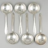 6-piece set of soup spoons silver.