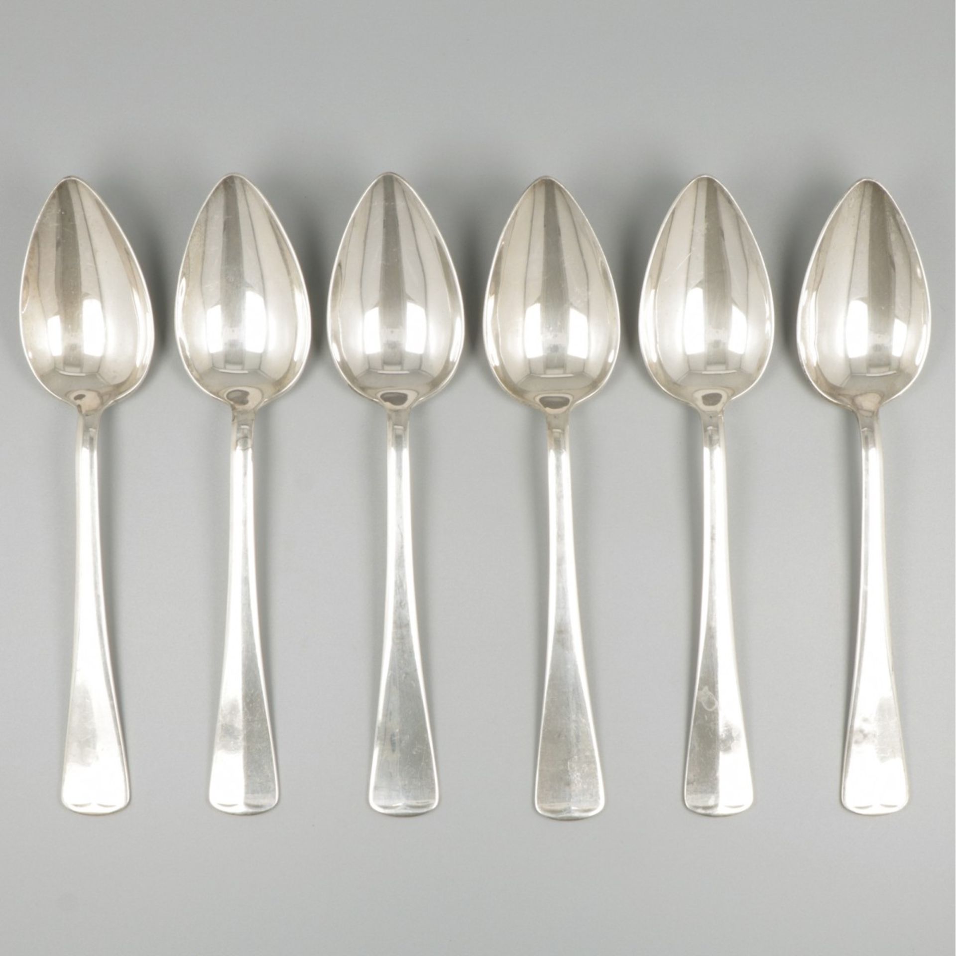 6-piece set dinner spoons ''Haags lofje'' silver.