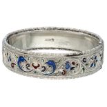 Antique 800 silver bangle bracelet with colorful enamel by Austrian goldsmith Georg Adam Scheid.