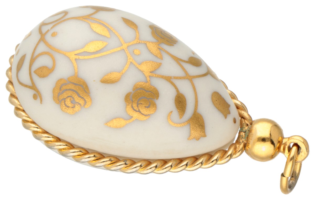 Porcelain 'Easter Egg' pendant by Franklin Mint with hand-painted floral details.
 - Image 2 of 2
