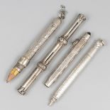 4-piece lot writing utensils silver.