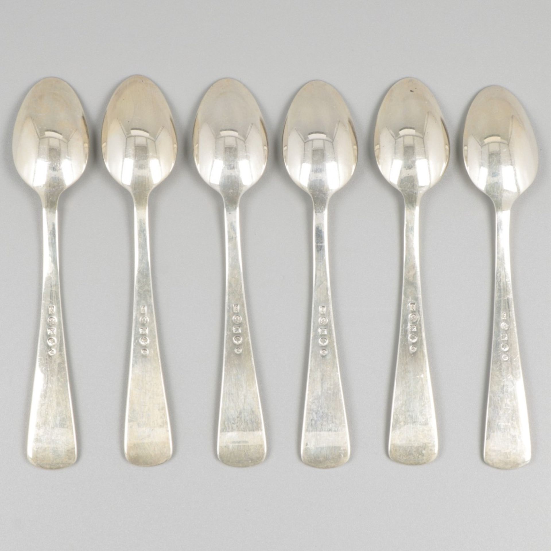 6-piece set coffee spoons ''Haags Lofje'' silver. - Image 2 of 5