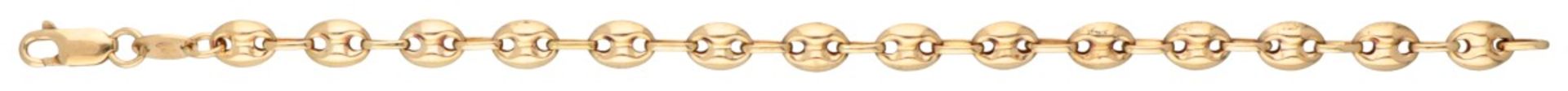 18K. Yellow gold coffee bean link bracelet. - Image 3 of 3