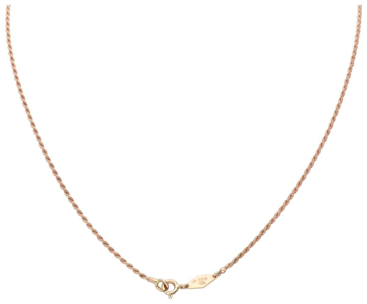 14K. Rose gold and 800 silver necklace set with approx. 1.00 ct. natural emerald and diamond. - Image 3 of 4