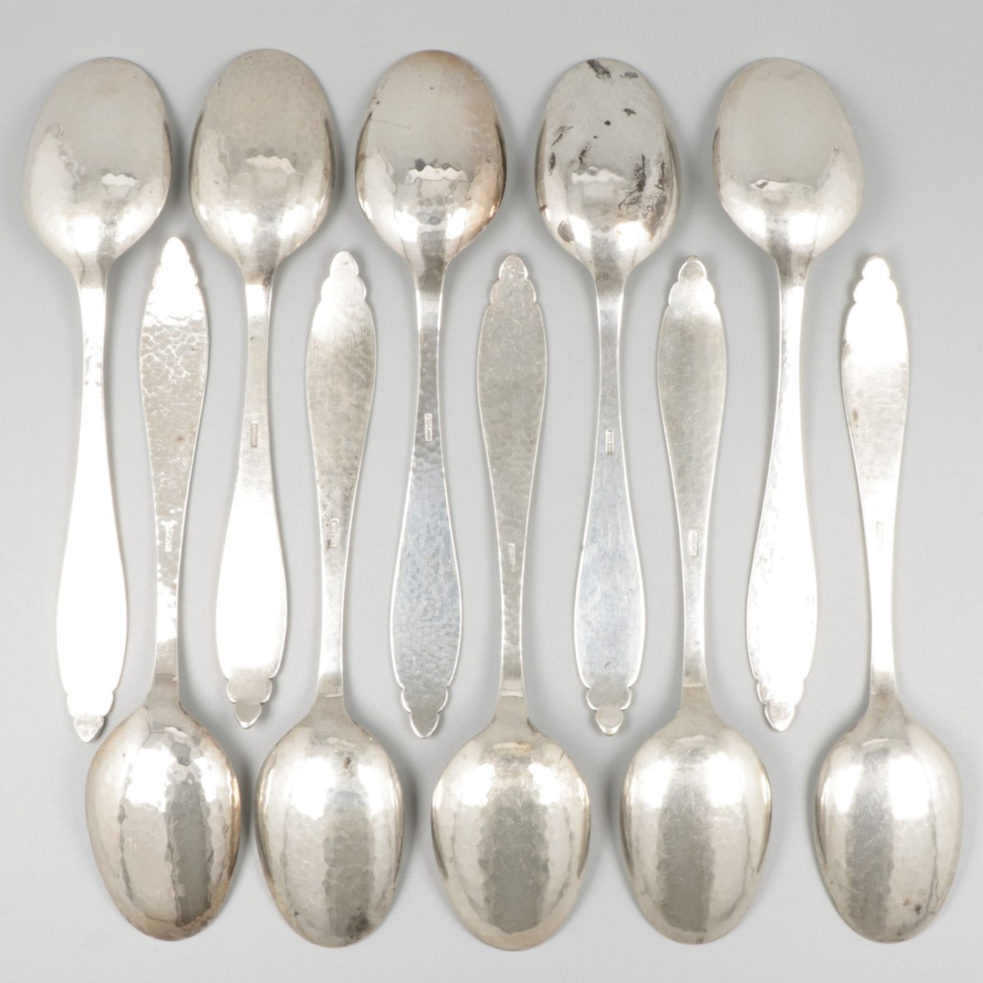 10-piece set dinner spoons (Lillehammer (Oppland), M. Østby) silver.
 - Image 2 of 9