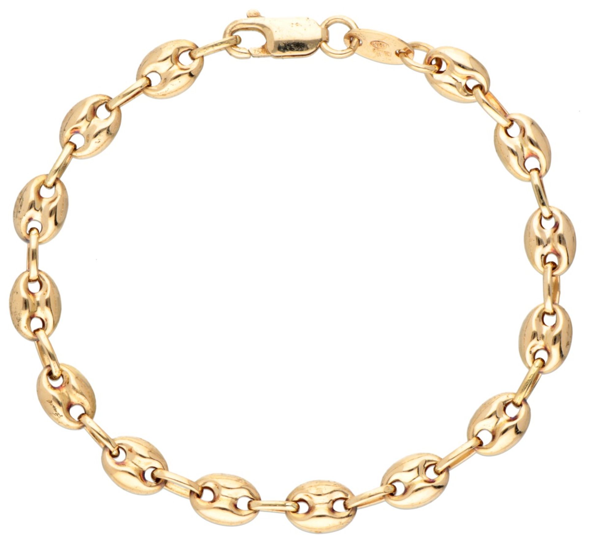 18K. Yellow gold coffee bean link bracelet.