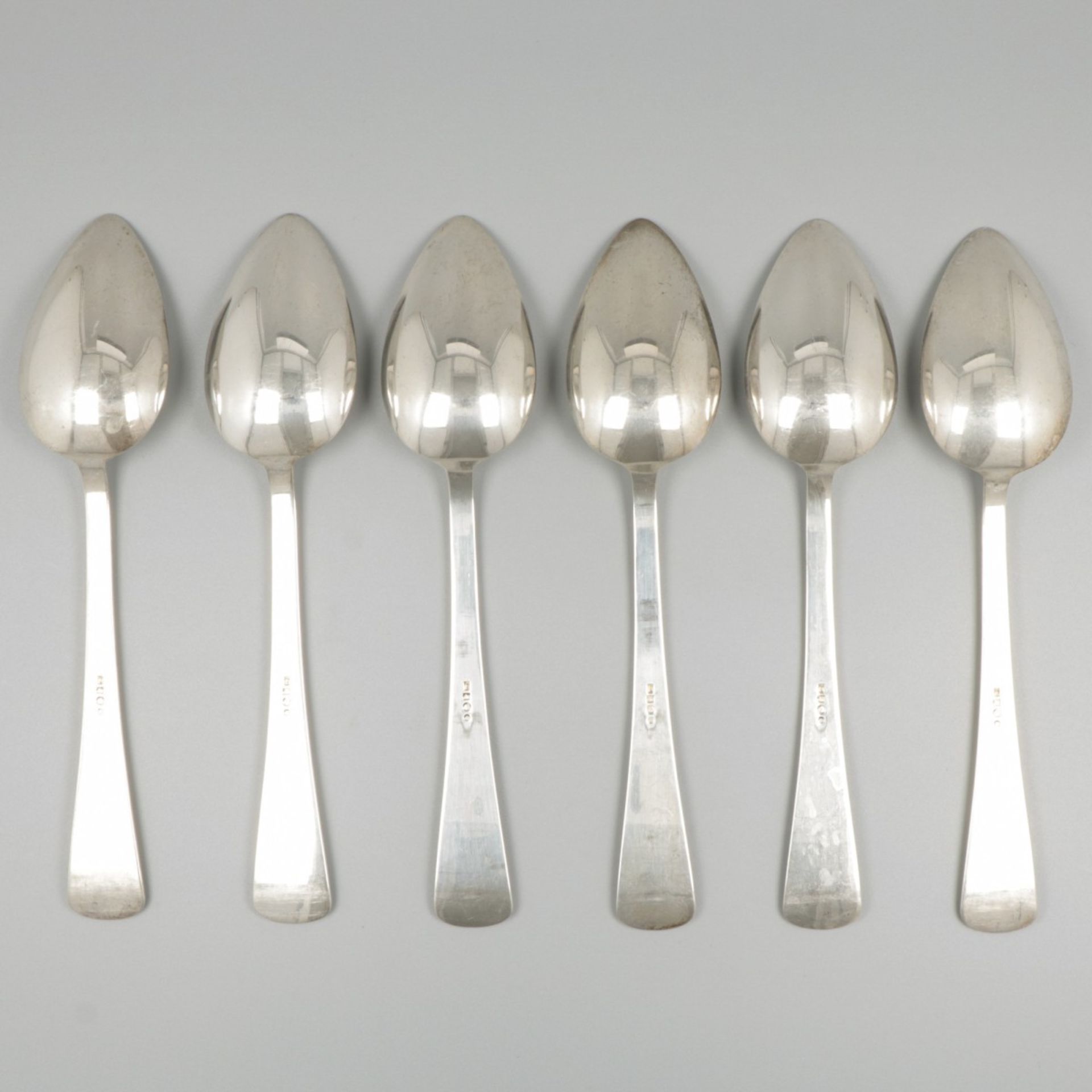 6-piece set dinner spoons ''Haags lofje'' silver. - Image 2 of 6