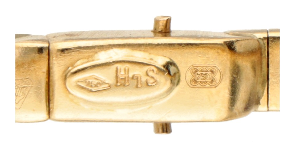 Vintage 18K. yellow gold link bracelet set with diamond. - Image 4 of 4