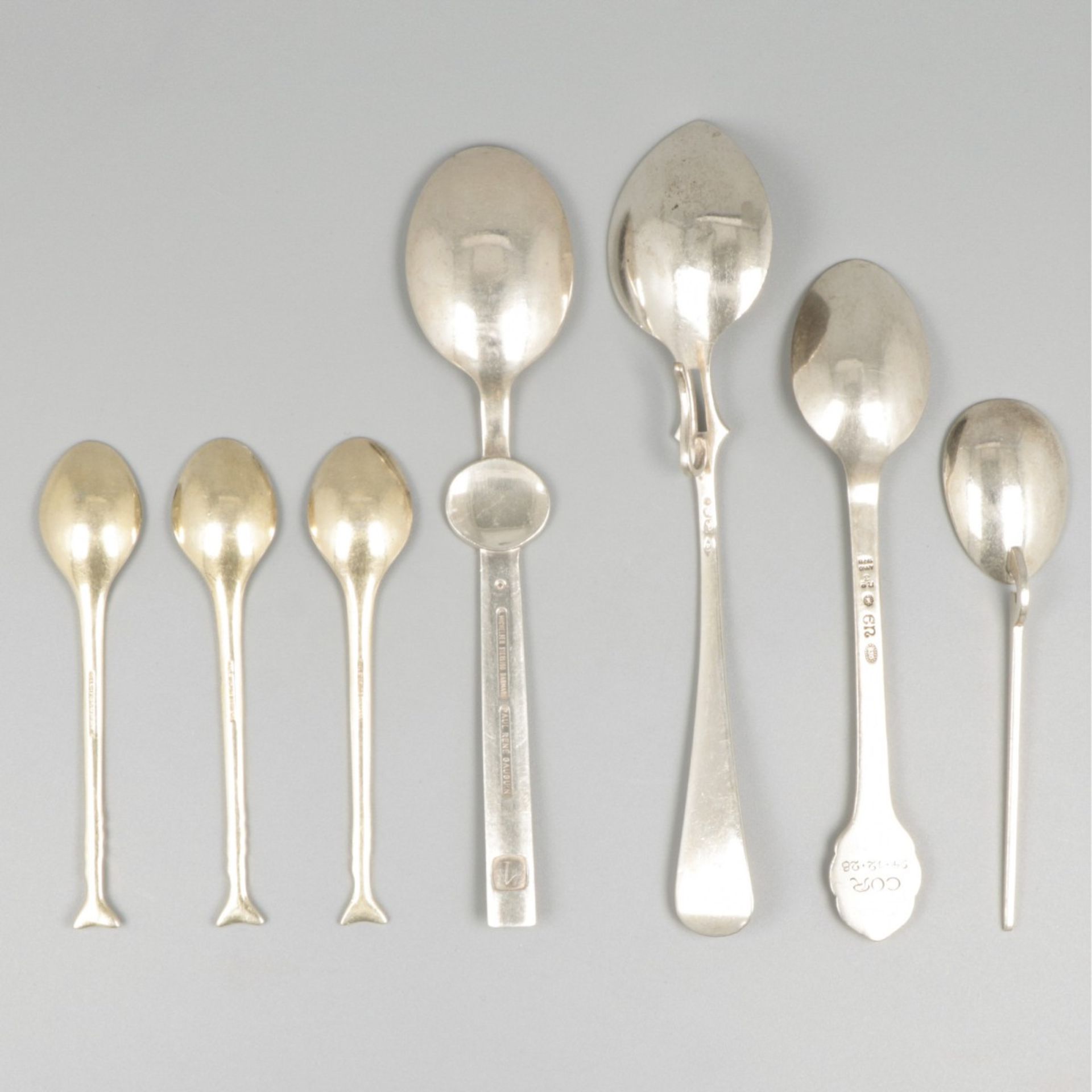 7-piece lot of various spoons (including a Corinium spoon) silver. - Image 2 of 9