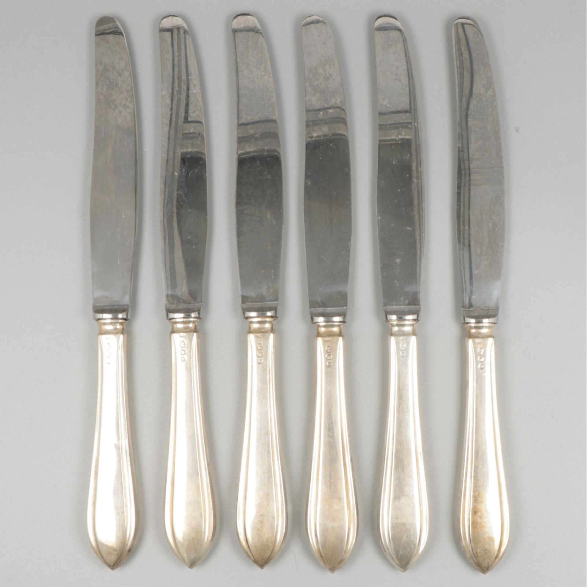 6-piece set dinner knives silver.