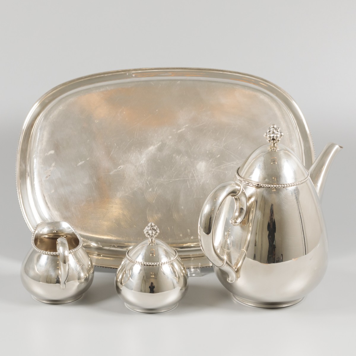 4 piece silver tea set. - Image 2 of 6