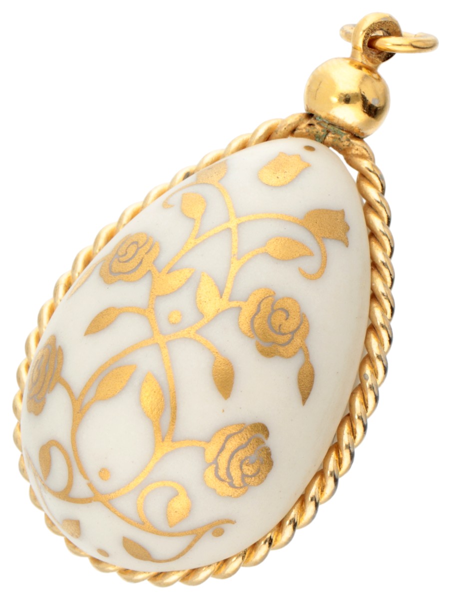 Porcelain 'Easter Egg' pendant by Franklin Mint with hand-painted floral details.
