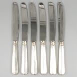 6-piece set dinner knives "Haags Lofje" silver.