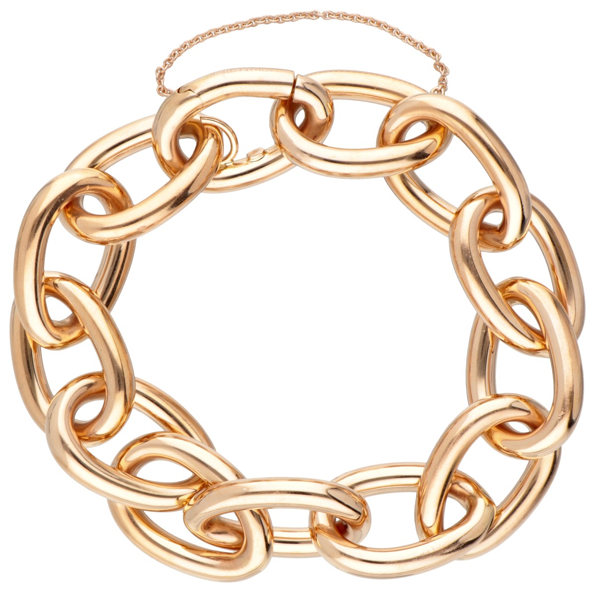 18K. Rose gold Schaap en Citroen gourmet link bracelet.